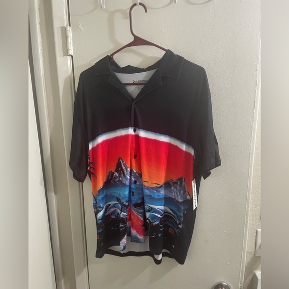 Other - Reservoir Black and Red Mountain Print Shirt Button Casual NWT Mens Size Small